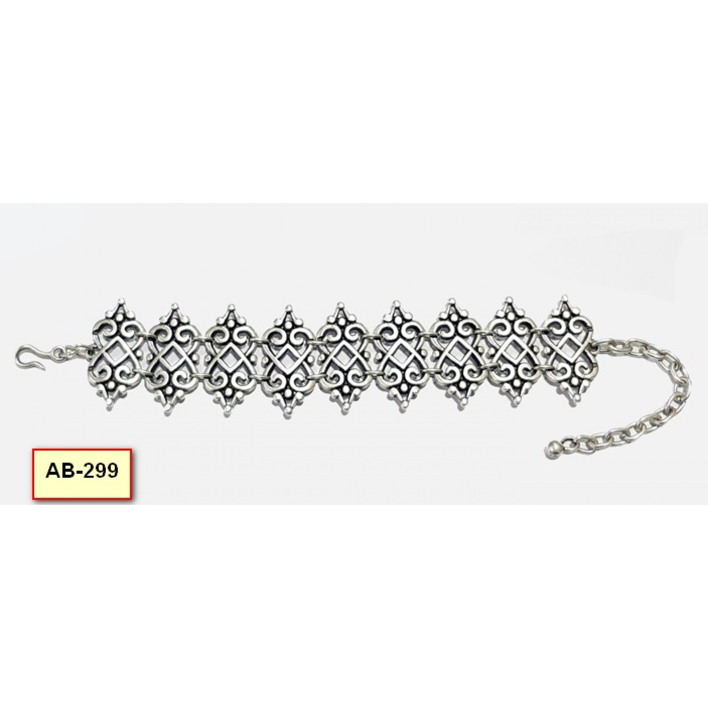 AB-299 - Silver Plated Zamac/Pewter Bracelet