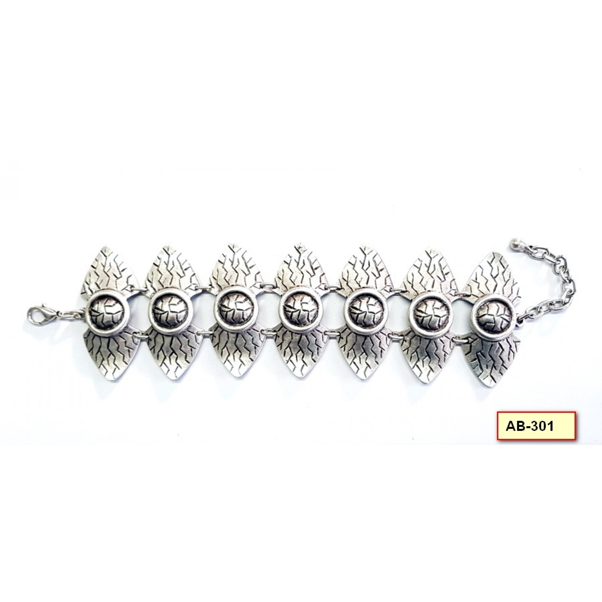 AB-301 - Silver Plated Zamac/Pewter Bracelet