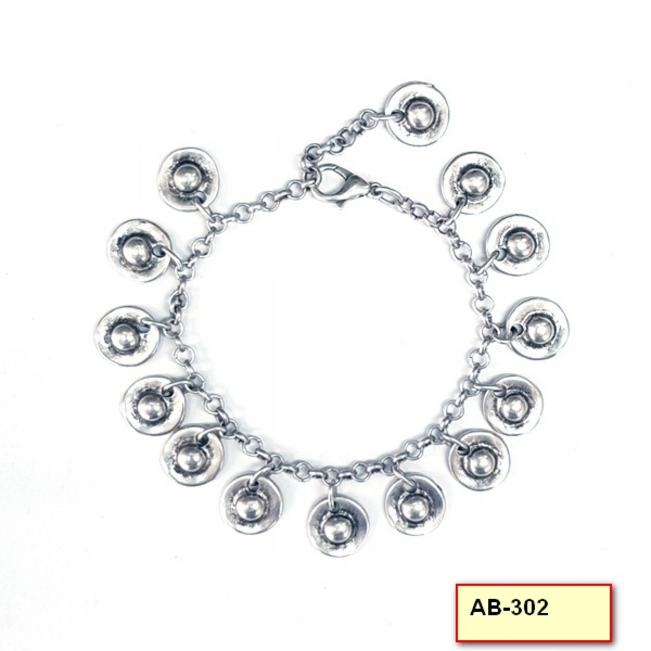 AB-302 - Silver Plated Zamac/Pewter Bracelet