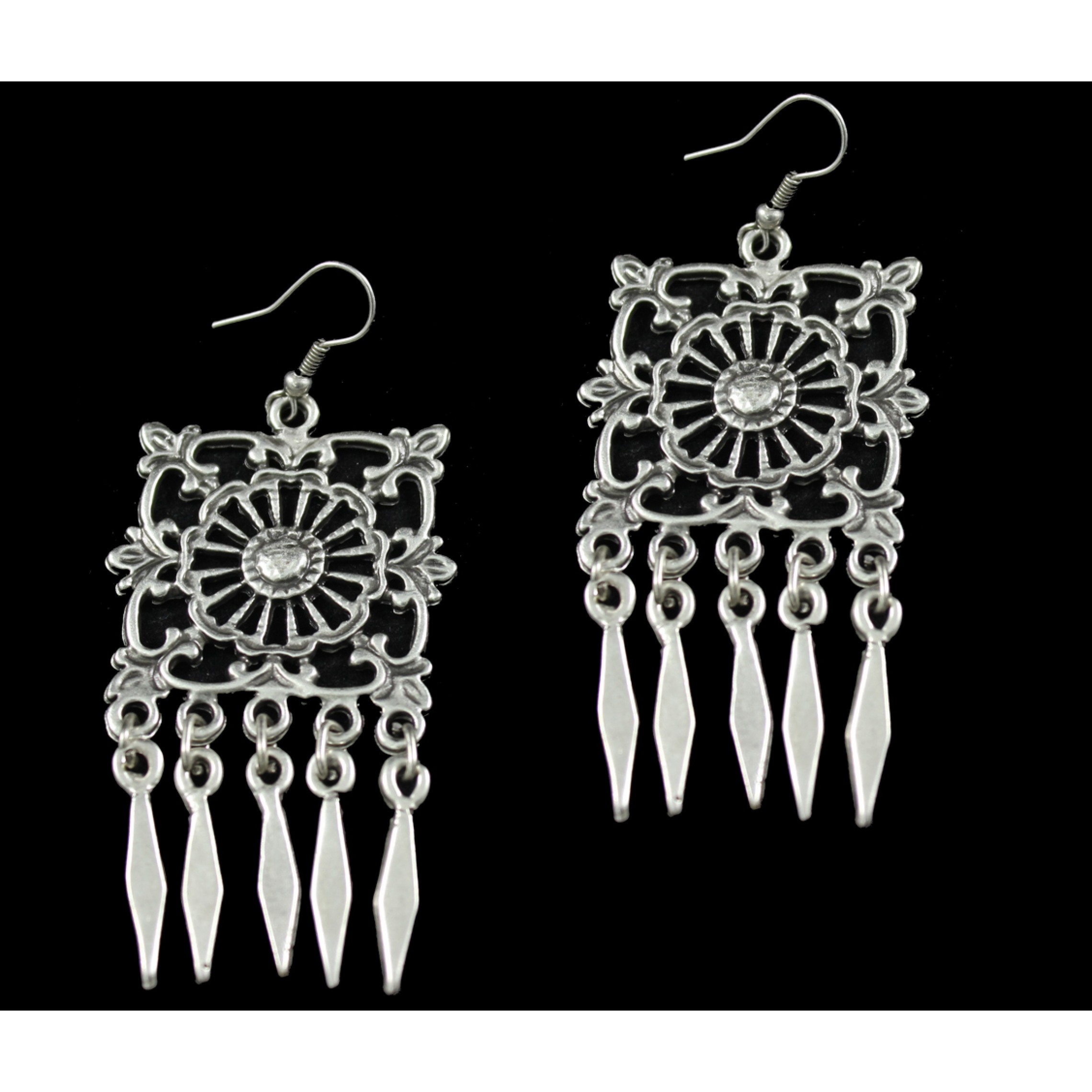 AE-279 - Silver Plated Zamac/Pewter Earrings