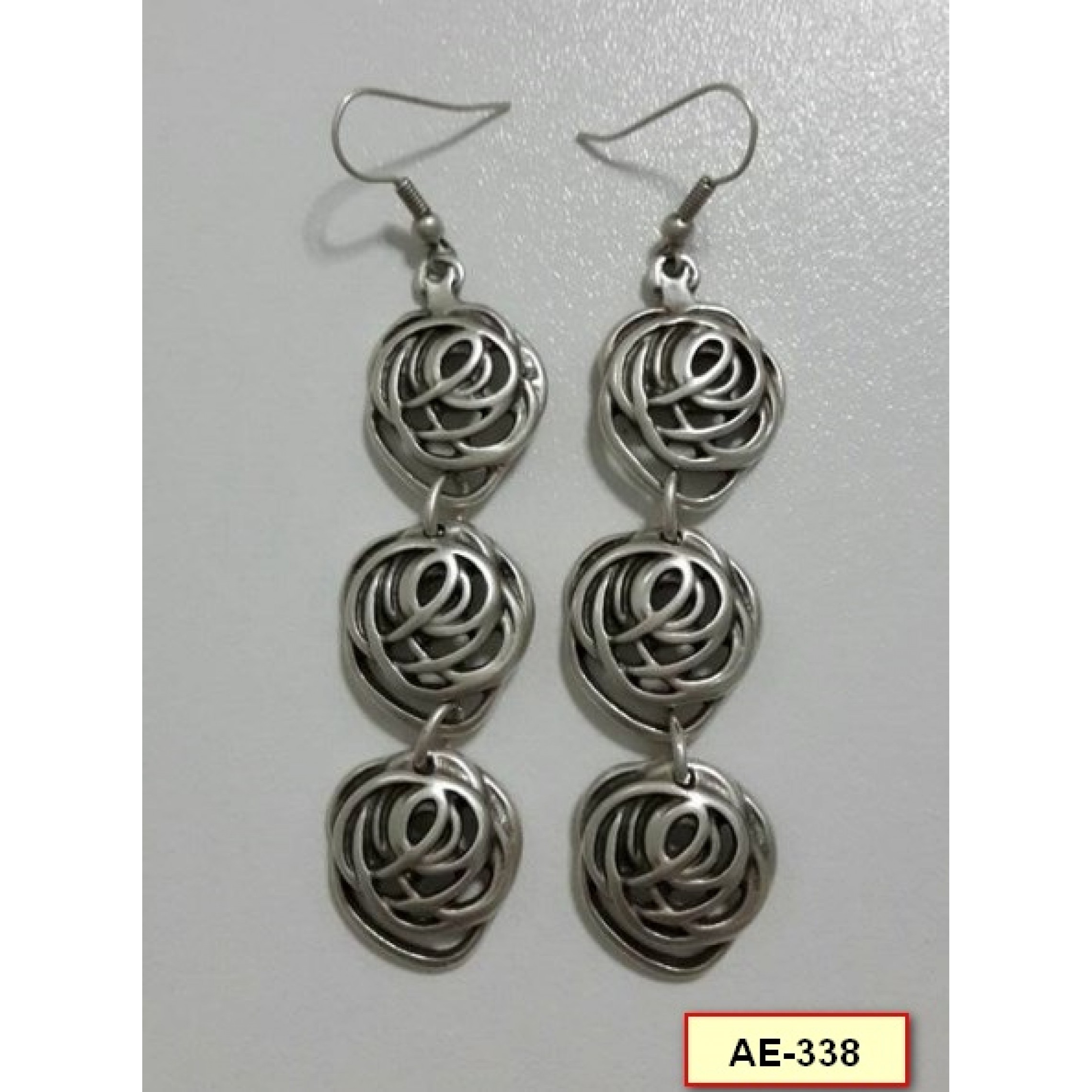 AE-338 - Silver Plated Zamac/Pewter Earrings