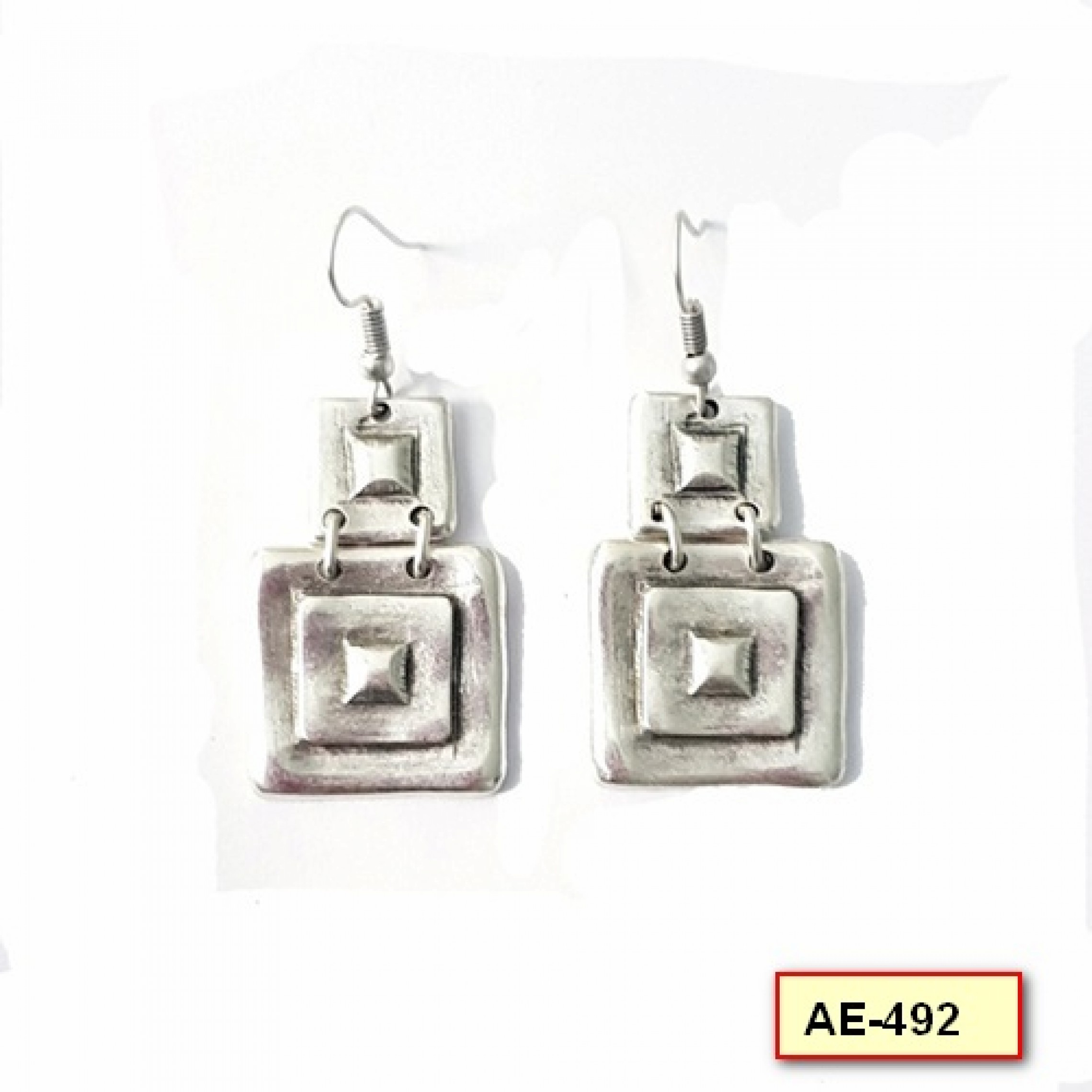 AE-492 - Silver Plated Zamac/Pewter Earrings