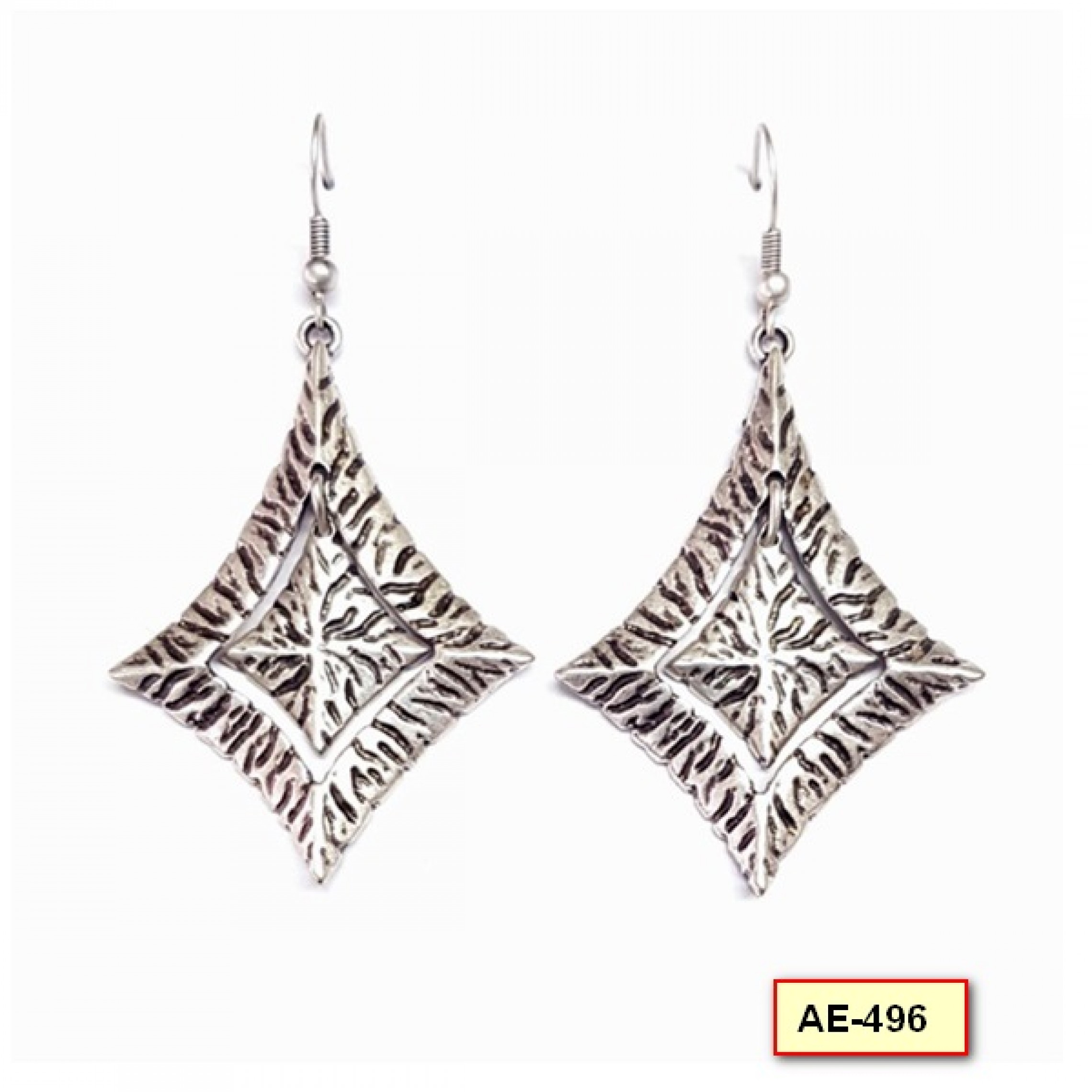 AE-496 - Silver Plated Zamac/Pewter Earrings