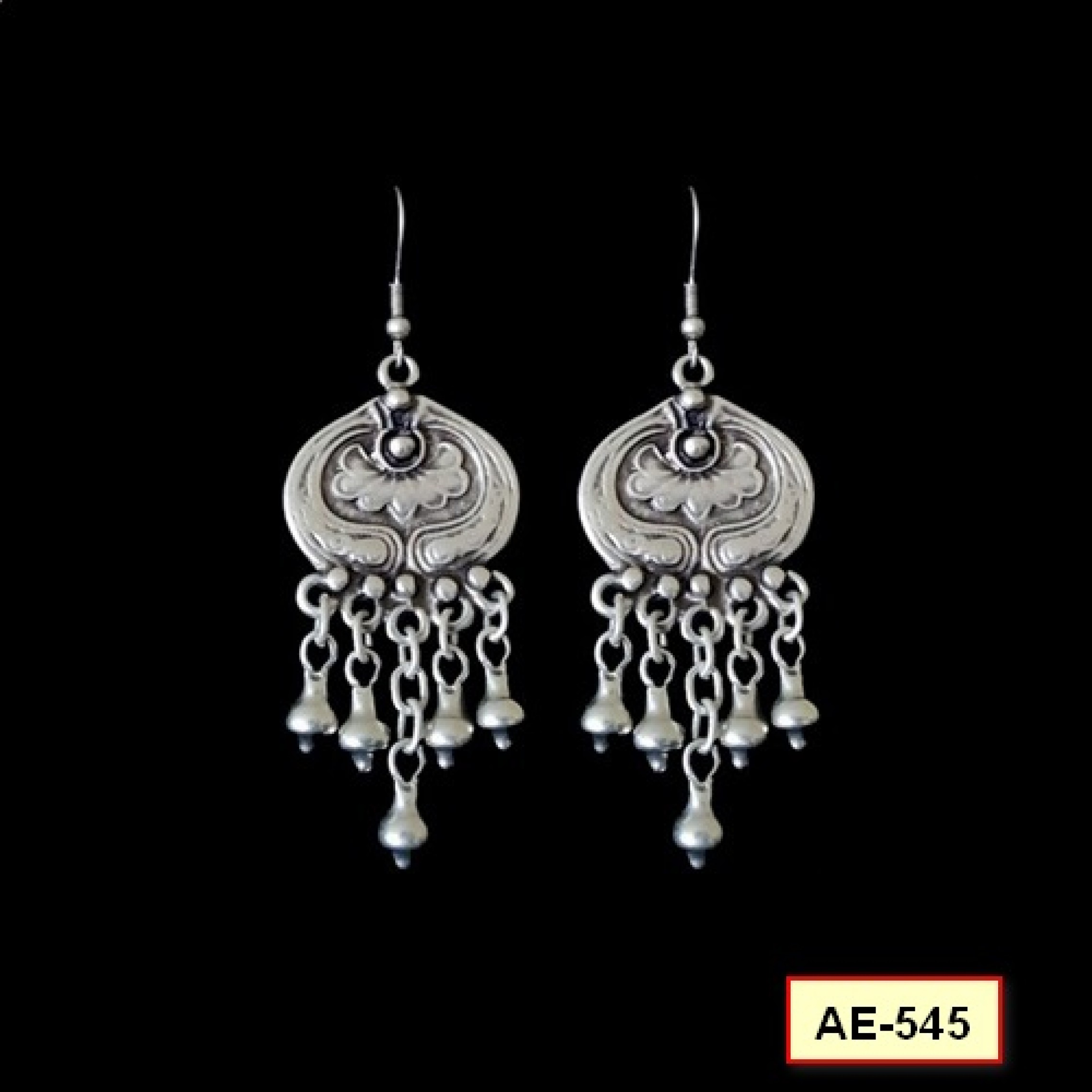 AE-545 - Silver Plated Zamac/Pewter Earrings