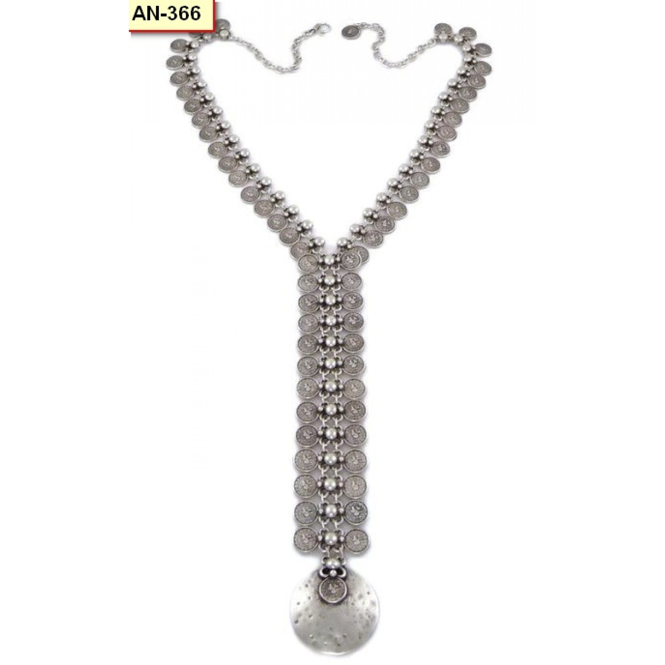 AN-366 - Silver Plated Zamac/Pewter Necklace