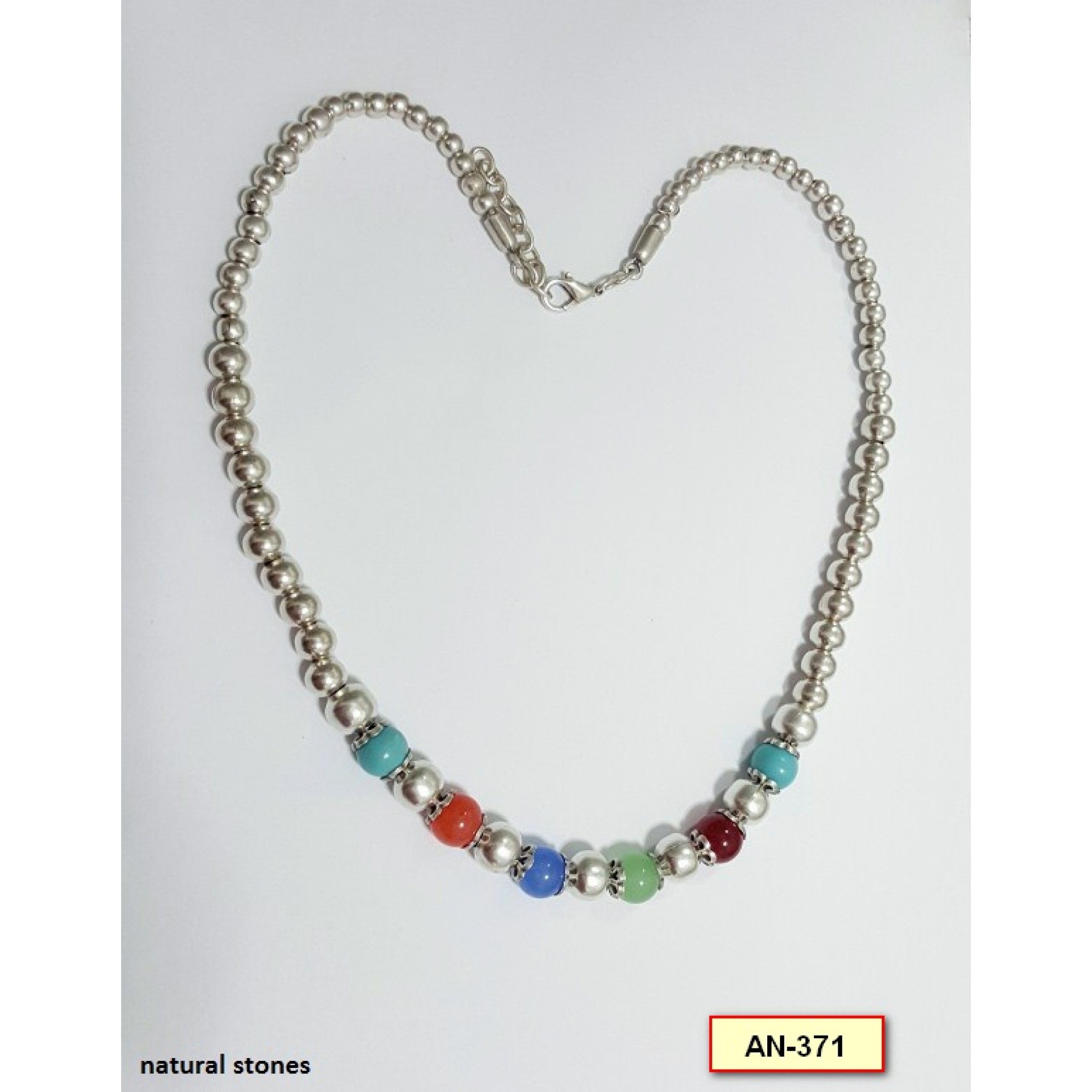 AN-371 - Silver Plated Zamac/Pewter Necklace