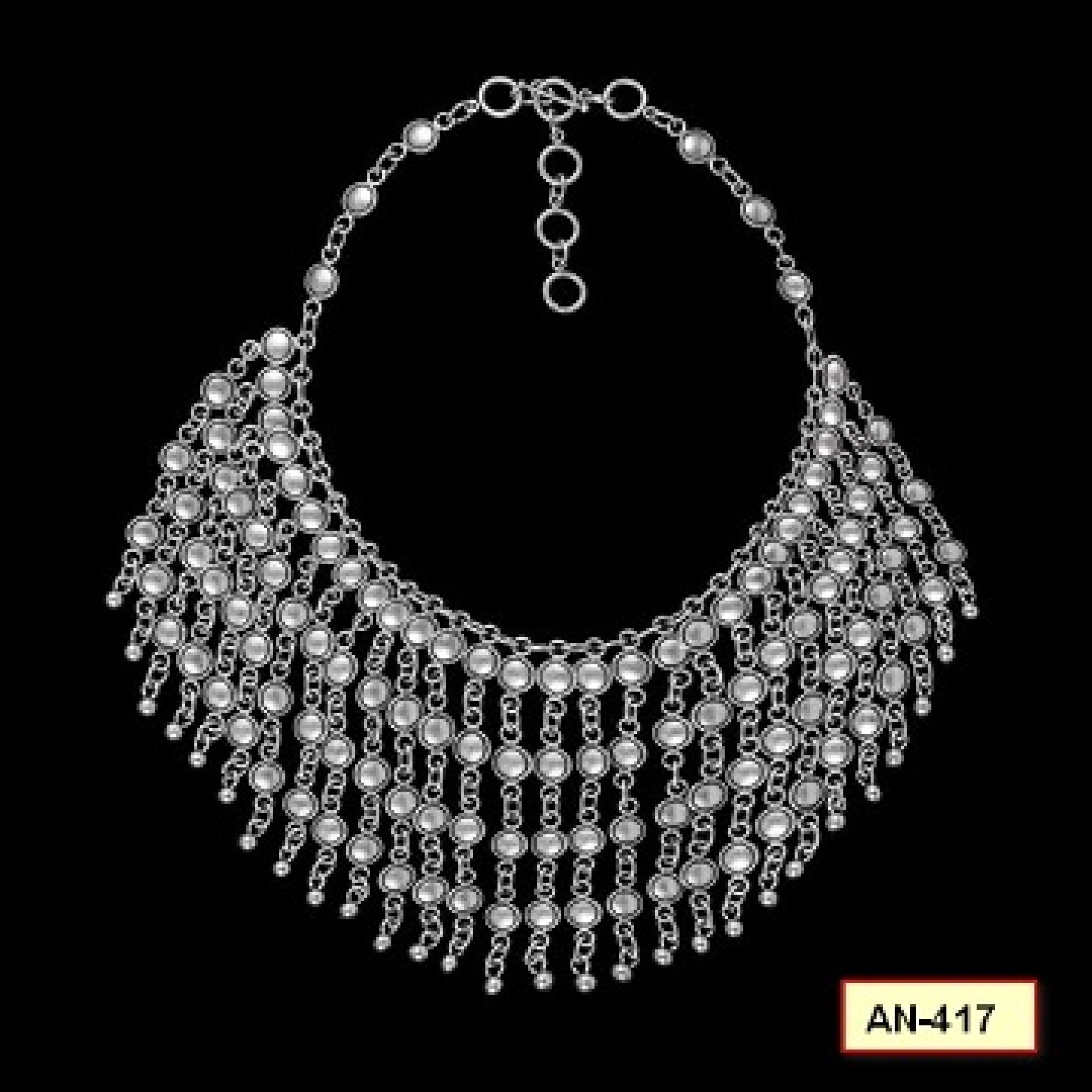 AN-417 - Silver Plated Zamac/Pewter Necklace