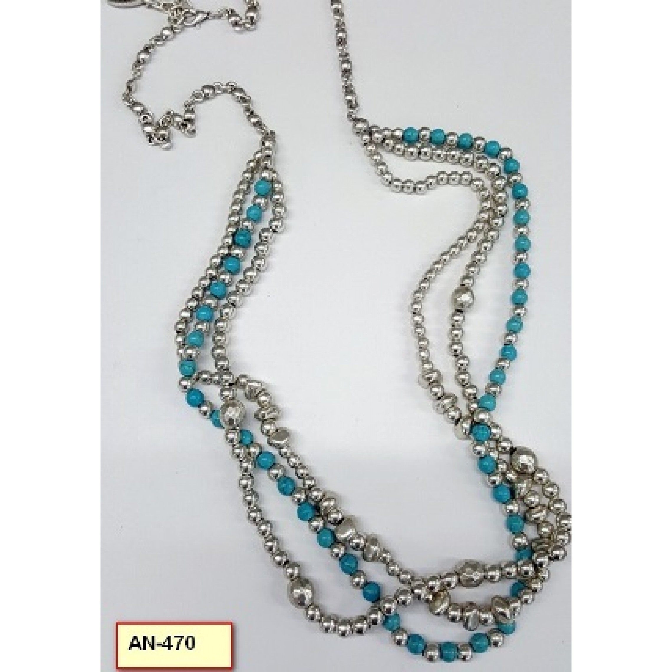 AN-470 - Silver Plated Zamac/Pewter Necklace